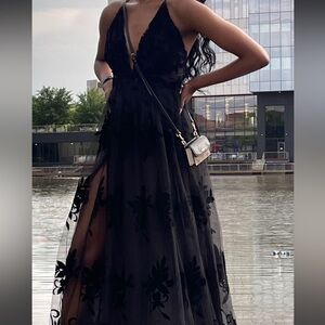 windsor black lace gown